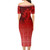 Tonga Short Sleeve Off The Shoulder Lady Dress Lowpolly With Tribal Motif