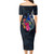 Austral Islands Short Sleeve Off The Shoulder Lady Dress Tropical Flower