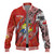 Tonga Baseball Jacket Custom Tongan Blood Inside Me Polynesian Sleeve Tattoo Tropical Red