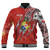 Tonga Baseball Jacket Custom Tongan Blood Inside Me Polynesian Sleeve Tattoo Tropical Red