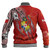 Tonga Baseball Jacket Custom Tongan Blood Inside Me Polynesian Sleeve Tattoo Tropical Red