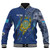 Tuvalu Baseball Jacket Custom Tuvaluan Blood Inside Me Polynesian Sleeve Tattoo Tropical Blue