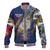 Marshall Islands Baseball Jacket Custom Marshallese Blood Inside Me Polynesian Sleeve Tattoo Tropical Blue