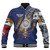 Marshall Islands Baseball Jacket Custom Marshallese Blood Inside Me Polynesian Sleeve Tattoo Tropical Blue