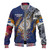 Marshall Islands Baseball Jacket Custom Marshallese Blood Inside Me Polynesian Sleeve Tattoo Tropical Blue
