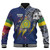 Niue Baseball Jacket Custom Niuean Blood Inside Me Polynesian Sleeve Tattoo Tropical Blue