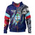 Guam Hoodie Custom Chamorro Blood Inside Me Polynesian Sleeve Tattoo Tropical Blue