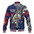 Hawaii Baseball Jacket Custom Hawaiian Blood Inside Me Polynesian Sleeve Tattoo Tropical Blue