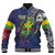 Hawaii Baseball Jacket Custom Kanaka Maoli Blood Inside Me Polynesian Sleeve Tattoo Tropical Blue
