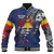 Kiribati Baseball Jacket Custom Gilbertese Blood Inside Me Polynesian Sleeve Tattoo Tropical Blue