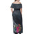 Marquesas Islands Combo Off Shoulder Long Dress And Shirt Tropical Flower