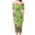 Vanuatu Short Sleeve Off The Shoulder Lady Dress Lilies With Polynesian Pattern