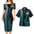 Chuuk State Combo Short Sleeve Dress And Shirt Kakau Style Turquoise