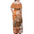 Yap Woman Off Shoulder Long Dress Polynesian Floral Spirit Orange