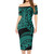 Hawaii Combo Short Sleeve Dress And Shirt Tribal Pattern Polynesian Turquoise