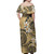 Tuvalu Off Shoulder Long Dress Plumeria Flowers Tribal Motif Yellow Version