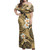 Palau Off Shoulder Long Dress Plumeria Flowers Tribal Motif Yellow Version
