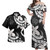 New Caledonia Combo Off Shoulder Long Dress And Shirt Polynesian Patterns Plumeria Flowers Special Style