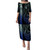 New Caledonia Combo Puletasi And Shirt Kakau Style Gradient Blue