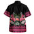 Polynesian Combo Off Shoulder Long Dress And Shirt Pattern Tropical Black And Pink