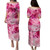 Hawaii Combo Puletasi And Shirt Pink Hibiscus White Polynesian Pattern