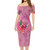 American Samoa Combo Short Sleeve Dress And Shirt Floral With Seal Pink