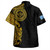 Kosrae Hawaiian Shirt Custom Polynesian Half Sleeve Gold Tattoo With Seal Black