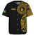 New Caledonia Baseball Shirt Custom Polynesian Half Sleeve Gold Tattoo With Seal Black