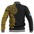 Tuvalu Baseball Jacket Custom Polynesian Half Sleeve Gold Tattoo With Seal Black