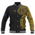 Guam Baseball Jacket Custom Polynesian Half Sleeve Gold Tattoo With Seal Black