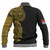 Kiribati Baseball Jacket Custom Polynesian Half Sleeve Gold Tattoo With Seal Black