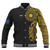 Nauru Baseball Jacket Custom Polynesian Half Sleeve Gold Tattoo With Seal Black