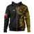 Papua New Guinea Hoodie Custom Polynesian Half Sleeve Gold Tattoo With Seal Black