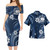 Samoa Combo Short Sleeve Dress And Shirt White Hibicus Blue Tribal Pattern