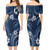 Tonga Combo Short Sleeve Dress And Shirt White Hibicus Blue Tribal Pattern