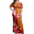 Tonga Off Shoulder Long Dress Polynesian Tropical Plumeria Tribal Red