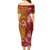 Solomon Islands Short Sleeve Off The Shoulder Lady Dress Polynesian Tropical Plumeria Tribal Red