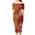 Vanuatu Short Sleeve Off The Shoulder Lady Dress Polynesian Tropical Plumeria Tribal Red