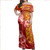 Tonga Combo Off Shoulder Long Dress And Shirt Polynesian Tropical Plumeria Tribal Red