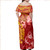 Vanuatu Combo Off Shoulder Long Dress And Shirt Polynesian Tropical Plumeria Tribal Red