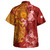 French Polynesia Combo Off Shoulder Long Dress And Shirt Polynesian Tropical Plumeria Tribal Red