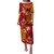 Cook Islands Combo Puletasi And Shirt Polynesian Tropical Plumeria Tribal Red