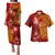 Cook Islands Combo Puletasi And Shirt Polynesian Tropical Plumeria Tribal Red
