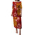 Nauru Combo Puletasi And Shirt Polynesian Tropical Plumeria Tribal Red