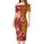 Northern Mariana Islands Combo Short Sleeve Dress And Shirt Polynesian Tropical Plumeria Tribal Red