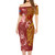 Chuuk State Combo Short Sleeve Dress And Shirt Polynesian Tropical Plumeria Tribal Red