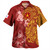 Austral Islands Combo Short Sleeve Dress And Shirt Polynesian Tropical Plumeria Tribal Red