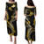 Papua New Guinea Combo Puletasi And Shirt Golden Polynesian Pattern
