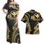 Hawaii Combo Off Shoulder Long Dress And Shirt Kanaka Maoli Golden Polynesian Pattern