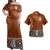 Fiji Combo Dress And Shirt Coat Of Arms Bula Special Fabric Leaves Brown